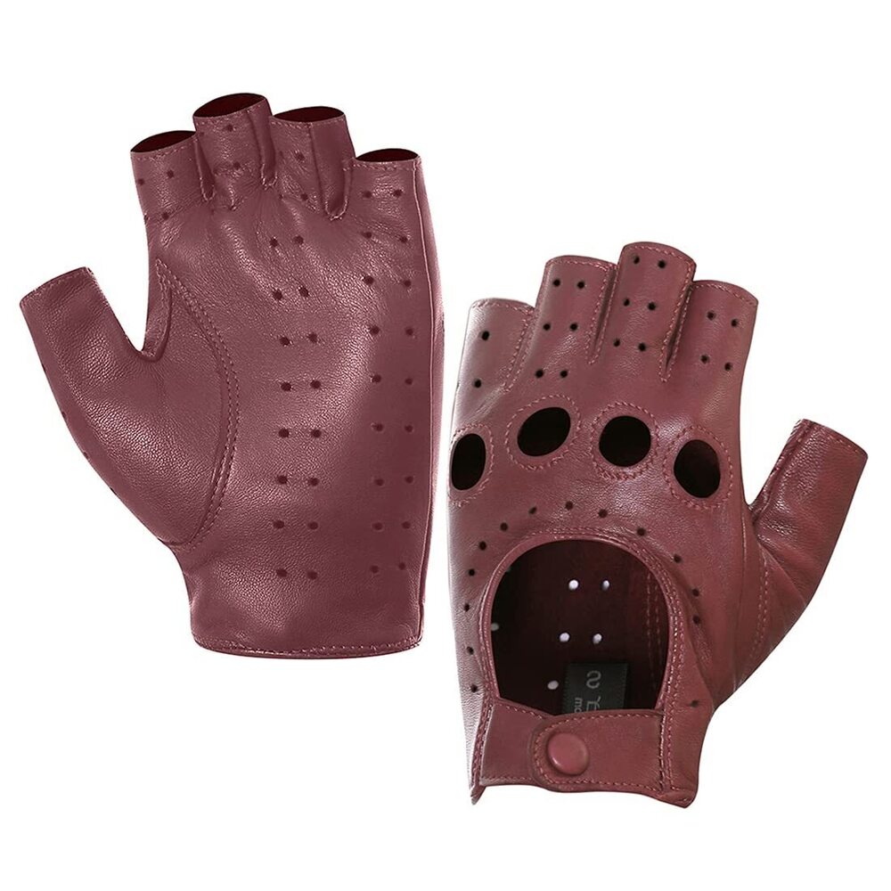 Fingerless Gloves Woman, Womens Lambskin Leatherr Fingerless Gloves
